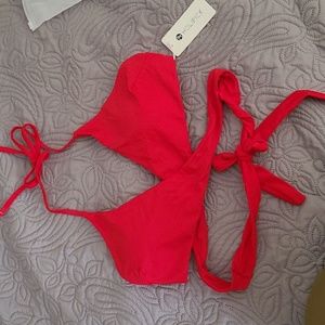 Red wrap bikini top